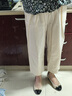 玖卡依純棉休閑褲女士夏季新款薄款松緊高腰工裝褲寬松顯瘦百搭九分褲女 杏色 XL 建議120-139斤 曬單實拍圖