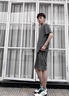 花花公子（PLAYBOY）高端男士短袖t恤夏季冰絲亞麻運動(dòng)套裝寬松半袖短褲搭配一套男裝 098灰色短褲套裝 M 95-110斤 曬單實(shí)拍圖