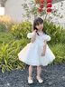 姣霓（joli）公主裙女童禮服小女孩蓬蓬裙兒童紗裙花童婚禮鋼琴演出服 白色短款 120 cm 曬單實(shí)拍圖