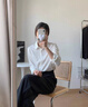 桂岐白襯衫女職業(yè)裝夏季條紋長(cháng)袖正裝法式設計感通勤襯衣高級感上衣 白色 L （建議90-120斤） 曬單實(shí)拍圖
