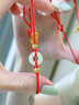 老鳳祥平安扣和田玉銀腳鏈女生日七夕情人節(jié)禮物轉(zhuǎn)運(yùn)紅繩腳飾送女友老婆 【招財(cái)納福牌】腳鏈+證書(shū)+禮盒 曬單實(shí)拍圖