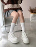 麓格立松糕厚底小白鞋女2025年春季新款板鞋小個(gè)子增高6cm百搭休閑鞋子 厚底小白鞋 36 曬單實(shí)拍圖