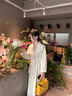 DRPR 品牌女裝米白色中長款雙面大衣女冬季新款潮流腰帶時尚毛呢外套 白色 S (適合110斤以下) 曬單實拍圖