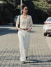 Lee Cooper李庫珀純棉白色牛仔褲女直筒寬松微喇闊腿褲夏季薄款高端長褲子女 白色常規(guī) L 曬單實(shí)拍圖