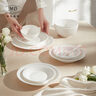 瑪戈隆特新年禮物  骨瓷餐具碗碟套裝純白浮雕家用送禮盒包裝楓丹白露 楓丹白露4人份19頭 曬單實(shí)拍圖