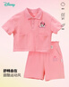 迪士尼童裝女童卡通短袖套裝時(shí)尚休閑上衣短褲2件套夏季新款 桃粉  110  曬單實(shí)拍圖