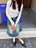 拉夏貝爾美式正肩打底衫長(cháng)袖t恤女2025春秋新款內搭修身打底上衣 白色 S 曬單實(shí)拍圖