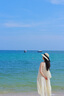 茵曼（INMAN）夏季純色女裝圓領(lǐng)掛脖連衣裙簡(jiǎn)約休閑風(fēng)A字中長(zhǎng)裙子 梨花杏 M 曬單實(shí)拍圖