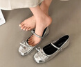 大東秘語(yǔ)銀色淺口芭蕾風(fēng)平底單鞋女2025年新款夏季配裙子法式圓頭瑪麗珍鞋 銀色 36 (230mm) 曬單實(shí)拍圖