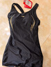 李寧（LI-NING）泳衣女專(zhuān)業(yè)訓練連體平角游泳衣女士時(shí)尚大碼泳裝011 黑金 XXL  曬單實(shí)拍圖