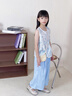 乖妮貓女童夏套裝2025新款洋氣童裝小女孩獨特漂亮夏裝衣服兒童兩件套薄 藍色套裝【送包包】 160 碼 曬單實拍圖