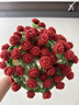 玫瑰花束毯子手工編織diy材料包毛線團(tuán)鉤織花朵毛毯花勾針鈴蘭花 羅馬紅+米白玫瑰花毯 【材料包】 1個(gè) 材料包京選純棉材質(zhì) 曬單實(shí)拍圖