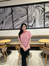 Teenie Weenie小熊T恤女2025年夏季新款海軍風(fēng)休閑圓領(lǐng)條紋短袖T恤女 紅色 M 165 曬單實拍圖