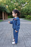 幼歌（YOUGE）嬰幼兒秋季新款復(fù)古寶寶可愛牛仔褲百搭柔軟寬松長褲潮 牛仔藍 90 cm 曬單實拍圖
