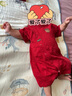 乖奇熊寶寶純棉連體衣夏季薄款紅色滿(mǎn)月衣服嬰兒短袖哈衣爬服周歲 曬單實(shí)拍圖