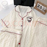 柏姬然圓點刺繡KT貓三件套裝睡衣女款薄夏季純棉短袖學生開衫棉綢 R8939 L 曬單實拍圖