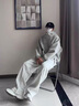 OEMG  美式解構(gòu)拼接重磅休閑褲子男士秋季新款直筒寬松運(yùn)動(dòng)休閑衛(wèi)長(zhǎng)褲 白花灰 XL [建議110-130斤] 曬單實(shí)拍圖