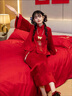 閃動少女孕婦敬酒服新娘大碼胖mm中式秀禾旗袍套裝紅色訂婚禮服裙 酒紅色F0248[送項鏈+后背掛墜 2XL 曬單實拍圖