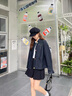 飛鳥(niǎo)和新酒廓形刺繡牛仔外套女2025秋季新款小個(gè)子翻領(lǐng)休閑上衣 藏藍HCH08 S 曬單實(shí)拍圖