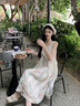 素織錦碎花吊帶連衣裙女2025夏季法式溫柔風(fēng)裙子海邊度假沙灘裙仙女長(zhǎng)裙 甜美蕾絲罩衫+吊帶裙 均碼 曬單實(shí)拍圖