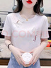 紅蜻蜓純棉正肩短袖t恤女2025年夏季新款女裝國(guó)風(fēng)短袖女刺繡女士上衣衫 白色短袖 M 【建議90-105斤】 曬單實(shí)拍圖