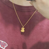 六桂福珠寶 LIU GUI FU JEWELRY黃金項(xiàng)鏈女足金999純金首飾愛心抱抱熊吊墜1g畢業(yè)禮物送女友老婆 足金愛心抱抱熊吊墜+送金色的銀鏈子 金重0.76g 曬單實(shí)拍圖
