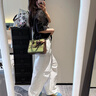 CENTARLKATTY高級感輕奢牛油果綠絲絨壓紋手提包包女2025新款斜挎托特包 牛油果綠 曬單實拍圖