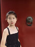 兒童裙子夏季2025新款女童吊帶裙夏裝女孩大童度假海邊公主連衣裙 黑色 150 曬單實(shí)拍圖
