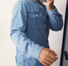 Levi's李維斯25年新款男士ins風(fēng)美式復(fù)古水洗做舊休閑牛仔襯衫 竊藍(lán)色 XL 曬單實(shí)拍圖