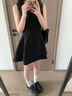 巧丂法式黑色連衣裙女小個子2025夏季新款無袖背心氣質A字小黑短裙子 黑色 L 曬單實拍圖