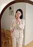 VENTION真絲睡衣女愛心春夏季三件套帶胸墊桑蠶絲家居服吊帶高級感禮盒裝 香檳色三件套【長袖+長褲】 XL 【建議120-130斤】 曬單實拍圖