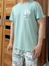 莫代爾男士睡衣夏季莫代爾短袖短褲冰絲家居服青年男生大碼夏天薄款套裝 M1043淺綠 3XL 【建議180-200斤】 曬單實(shí)拍圖