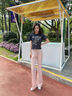 都市麗人冰絲闊腿褲女2025新款夏季薄款不鼓包垂順女褲防曬微喇褲顯瘦褲子 曬單實(shí)拍圖