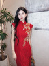 枝己紅色新中式新娘旗袍敬酒服2025新款古裝婚紗結(jié)婚訂婚回門服 QP04 M 曬單實(shí)拍圖