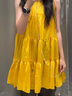 H&M女裝連衣裙2025年夏季新款波嬉風(fēng)寬松分層A字版型連衣裙1294305 黃色 S 160/88 曬單實(shí)拍圖