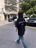 卡圖弛 美式hiphop簡約字母印花短袖t恤男夏季潮流港風(fēng)情侶寬松五分半袖 黑色 L 【建議100-120斤】 曬單實(shí)拍圖