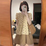 鹿依檸休閑褲女裝套裝2025夏季新款韓系減齡甜美風(fēng)小飛袖娃娃衫闊腿短褲 上衣+短褲 M 曬單實(shí)拍圖