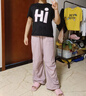 Hello Kitty女童褲子夏季輕薄工裝褲大童休閑傘兵褲防蚊運(yùn)動(dòng)褲 Z1287粉紫 160 曬單實(shí)拍圖