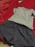 百思絨專業(yè)跑步運動套裝女防走光夏季透氣瑜伽服粉紫上衣+紫短褲 M 曬單實拍圖