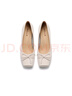 百麗芭蕾風高跟鞋女商場同款蝴蝶結單鞋Z7R1DCQ3 米白 39 (245mm) 曬單實拍圖
