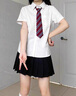 麓格立 短袖JK制服套裝白襯衫女學(xué)院風(fēng)短裙百褶裙日系寬松學(xué)生百搭套裝 套裝【白襯衫+黑百褶+領(lǐng)結(jié)】 XL 【建議120-130斤】 曬單實(shí)拍圖