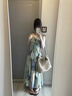 MAGIOPY國際奢侈品牌女裝連衣裙女夏季新款高端吊帶氣質(zhì)印花顯瘦裙子女 綠色 S 曬單實拍圖