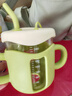 COOKSS兒童牛奶杯帶刻度防摔吸管喝奶杯子1-3歲寶寶學(xué)飲杯玻璃水杯綠色 曬單實(shí)拍圖