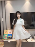 MARDI官方正品小雛菊刺繡polo領(lǐng)連衣裙女夏季新款學(xué)院風(fēng)修身顯瘦裙子 米白 M 曬單實(shí)拍圖