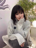 DGOV設(shè)計感灰色拉鏈高領(lǐng)毛衣外套女秋季小個子寬松短款針織開衫女上衣 灰色 【版】 S 建議75-95斤 曬單實拍圖