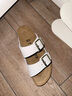 BIRKENSTOCK勃肯德國(guó)進(jìn)口新品女款牛皮絨面革軟木Arizona雙扣涼拖鞋 白色窄版1029475 37 曬單實(shí)拍圖