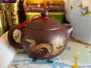 茗泥堂 宜興紫砂壺手工泡茶壺功夫茶具壺單壺 紫泥西施壺泡茶器 紫泥雙龍西施壺（簡裝） 230ml 曬單實(shí)拍圖