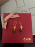 周六福  金鑲玉耳飾女足金沙面耳釘和田碧玉水滴耳墜 一對 曬單實拍圖