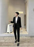 匆蒙2025黑色西裝外套女魚骨紋西服女商務(wù)通勤抗皺免燙職業(yè)裝小西服女 曬單實(shí)拍圖