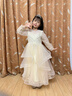 乖奇奇（ALERTCHYCHY）兒童禮服公主裙花童婚紗小女孩長(zhǎng)袖主持人女童鋼琴演奏演出服秋冬 香檳色長(zhǎng)袖長(zhǎng)款 130cm 曬單實(shí)拍圖